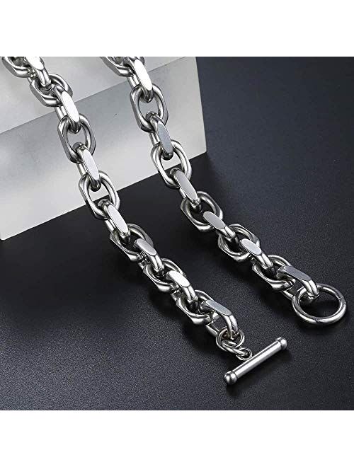 Trendsmax Stainless Steel Necklace Cable Rolo Link Chain Necklace for Mens Womens Stainless Steel Length Adjustable Personalized