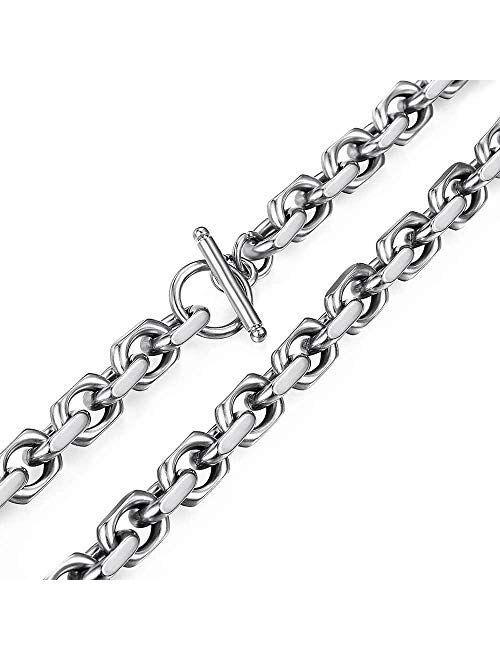 Trendsmax Stainless Steel Necklace Cable Rolo Link Chain Necklace for Mens Womens Stainless Steel Length Adjustable Personalized