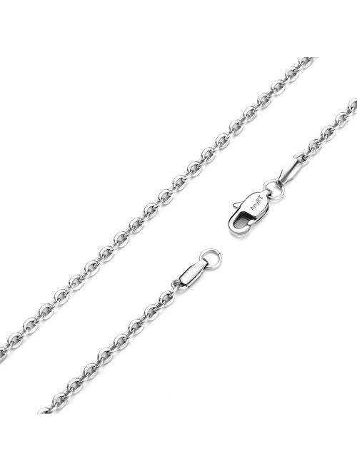 AmyRT Jewelry 3mm Titanium Steel Cable Chain Silver Necklaces for Women 16 to 30 Inches