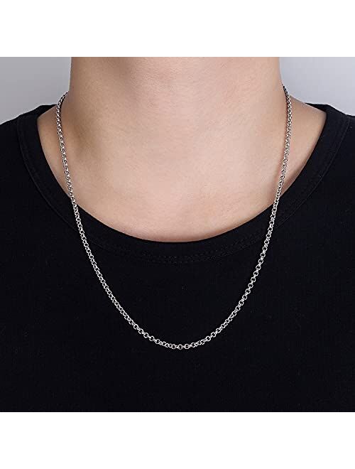 Dankadi Italy Fashion Solid 925 Sterling Silver Necklace 3MM 18 -28 inch Mariner Anchor Link Chain - Round O Link Cable Chain-Twist Link - Rolo Chain Unisex Jewelry Gift