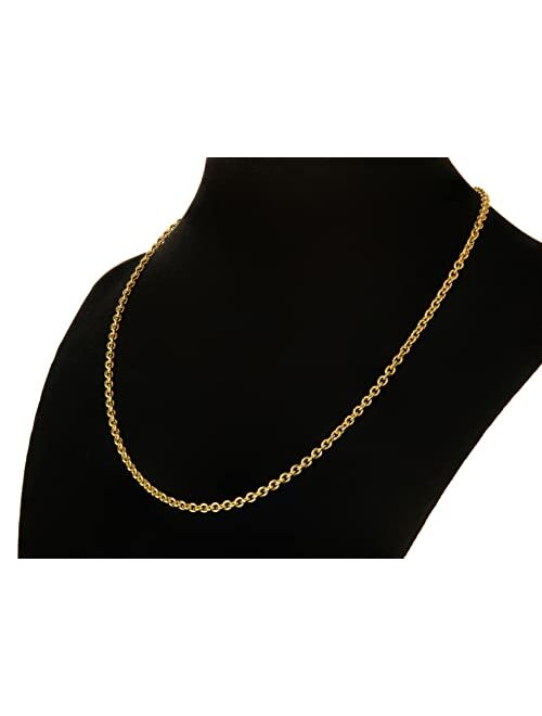 Ariana Lucci 14K Gold Filled Italian Cable Chain Necklace for Women and Men, Made in Italy, Non Tarnish 3mm Classic Rolo Belcher Link Chain, Choose Length 16"-36"