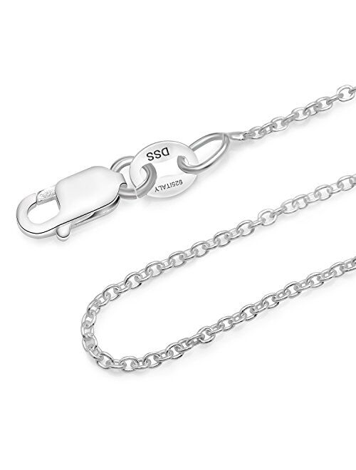 Designer Sterling Silver 925 Sterling Silver .8MM Cable Chain Lobster Claw Clasp 16-30"