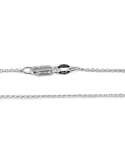 Designer Sterling Silver 925 Sterling Silver .8MM Cable Chain Lobster Claw Clasp 16-30"