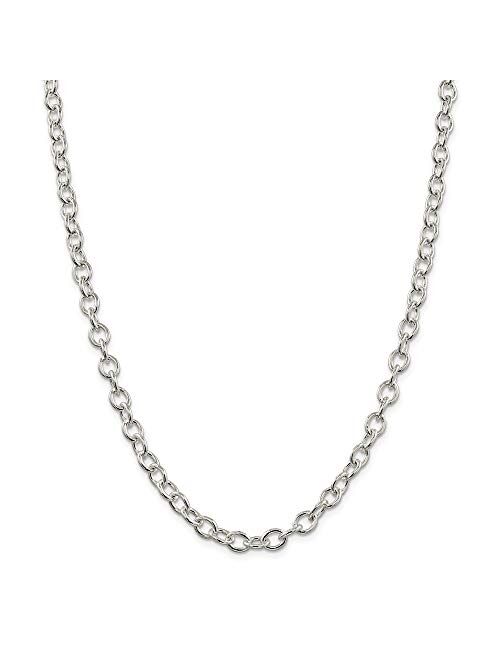 Ice Carats 925 Sterling Silver 6.8mm Oval Link Cable Chain Necklace 24 Inch Pendant Charm Fine Jewelry For Women Gifts For Her