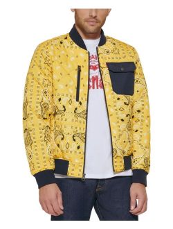 Men's Printed Quilted Bomber Bandanaprint Jacket