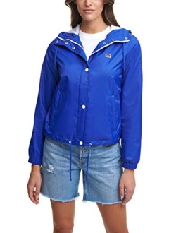 Women's Retro Hooded Rain Windbreaker Jacket (Standard & Plus Sizes)