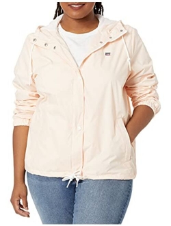 Women's Retro Hooded Rain Windbreaker Jacket (Standard & Plus Sizes)