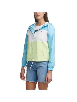 Women's Retro Hooded Rain Windbreaker Jacket (Standard & Plus Sizes)