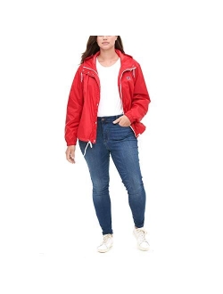 Women's Retro Hooded Rain Windbreaker Jacket (Standard & Plus Sizes)