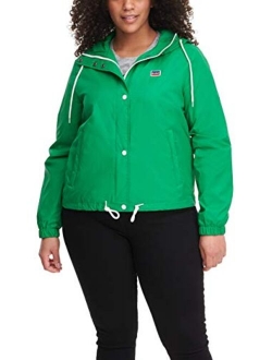 Women's Retro Hooded Rain Windbreaker Jacket (Standard & Plus Sizes)