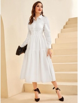 Ruffle Hem Shirt Dress