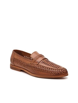 Rustic Asphalt Men's Pointy End Genuine Woven Leather Slip On Penny Loafer