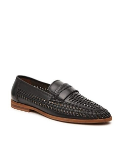 Rustic Asphalt Men's Pointy End Genuine Woven Leather Slip On Penny Loafer