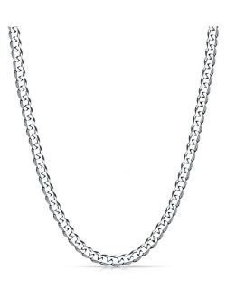 Fiusem Silver Colored Chains for Men, 5mm Mens Necklaces Cuban Link Chain Necklace for Men and Women, Stainless Steel Mens Chain 16, 18, 20, 22, 24, 26, 28 Inch