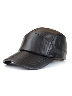 Gudessly Adjustable Men's Genuine Cowhide Leather Baseball Cap for Fall Winter Outdoor Sports Hat