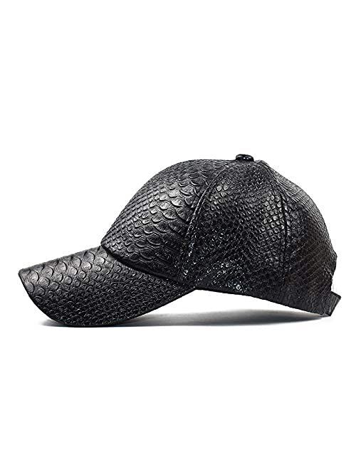 INOGIH Snakeskin-Leather Baseball-Cap Unisex Casual-Dad-Hat Adjustable Snapback for Women Men