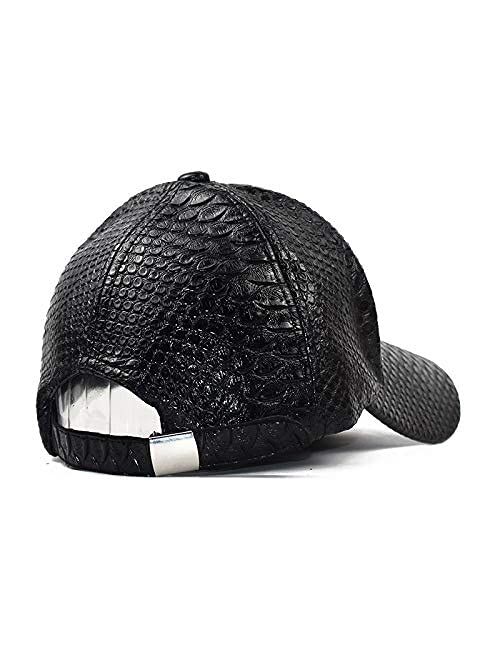 INOGIH Snakeskin-Leather Baseball-Cap Unisex Casual-Dad-Hat Adjustable Snapback for Women Men