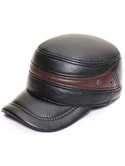 acdiac Men Cowhide hat Winter Warm Outdoor Protect Ear Real Leather Adjustable Baseball Cap