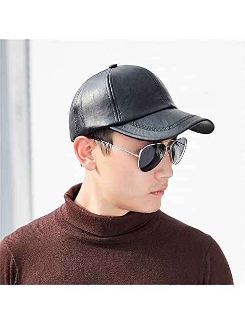 Max5 Adjustable Men's Baseball Cap Golf Cap Dad Hat Cowhide Leather Hunting Hat for Fall Winter Outdoor Sports Hat