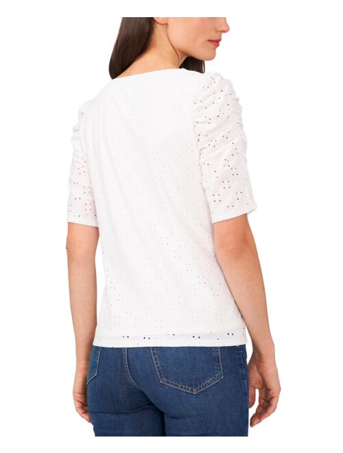 CeCe Women's Eyelet-Embroidered Top