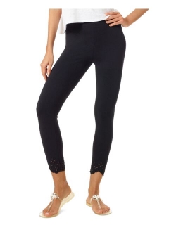 Cropped Eyelet-Hem High-Waist Leggings