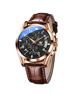 Fashion Mens Watches Leather Wristwatch with Waterproof Luminous Analog Quartz Business Sport Watches for Men