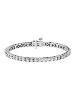 1.00 Carat Real Diamond Circle Link Tennis Bracelet (J, I3) Rhodium Plated Over Sterling Silver Illusion Set Miracle Plate Wedding Fashion Jewelry| by La4ve Diamonds (Whi