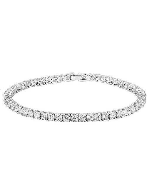 Vinson 5.5Cttw Round Cut Moissanite Diamond with 14K Rose Yellow White Gold Plated Silver Tennis Bracelets for Women