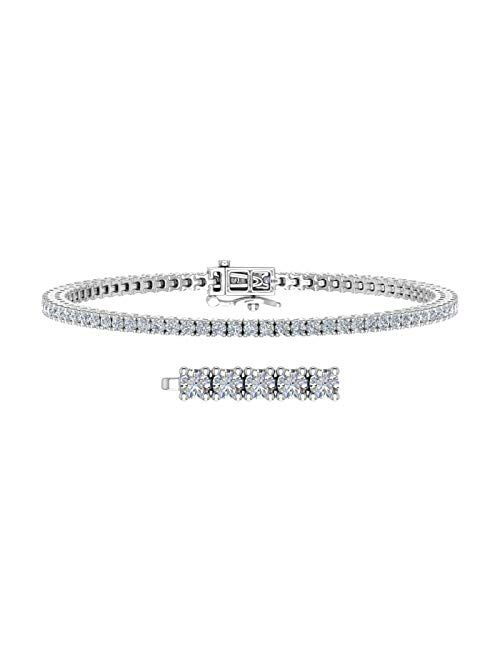 Finerock 1 3/4 Carat to 2 Carat Diamond Tennis Bracelet in 10K Gold or 950 Platinum (6.5 Inch to 7.5 Inch)