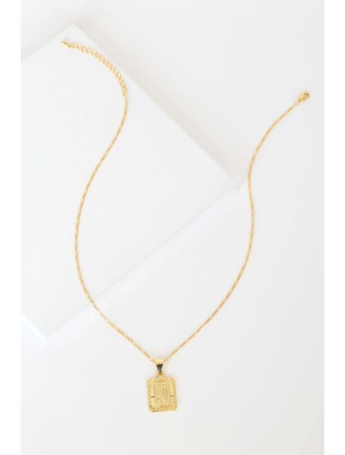 BRACHA Impeccable Taste "J" 14KT Gold Initial Card Necklace