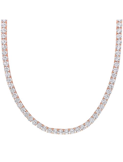 Stella Grace 18k Rose Gold Over Silver Lab-Created White Sapphire Tennis Necklace