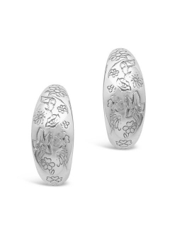 Sterling Forever Women's Engraved Flower Hoop Earrings