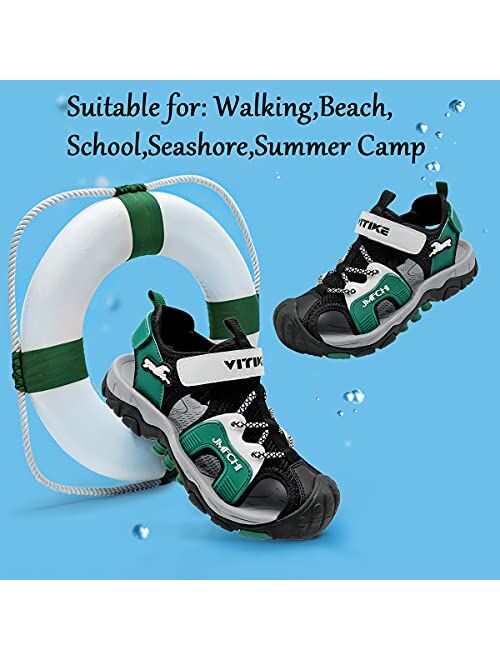 Jmfchi Boys Girls Sports Sandals Summer Kids Closed Toe Outdoor Sandals Athletic Water Shoes Sandals Child Pool Beach Sandals Quick Drying Slip Resistant