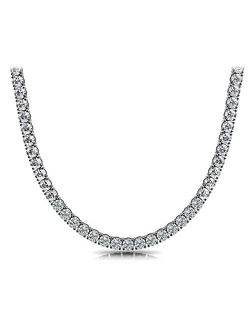 Pori Jewelers Unisex Sterling Silver 4mm Cubic Zirconia Tennis Necklace Available in 16"-36" …