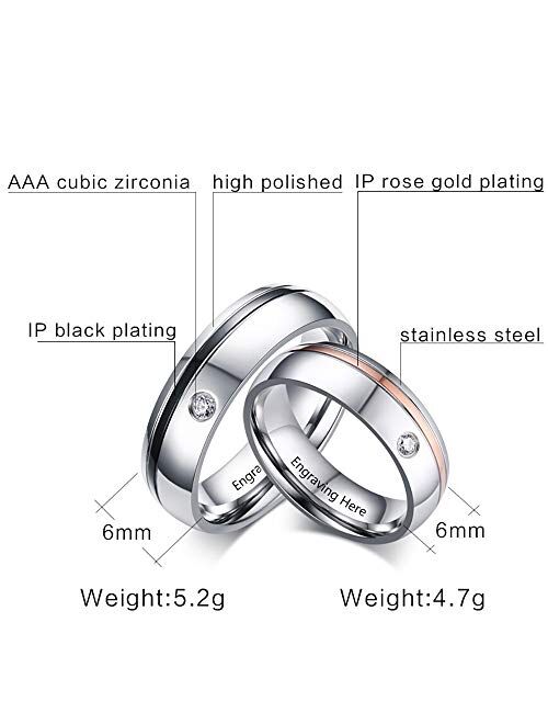 Molywoo Personalized Couple Rings for Him and Her Sets Stainless Steel Rings for Men and Women Promise Wedding Ring Set for Couples Mens Womens Ring