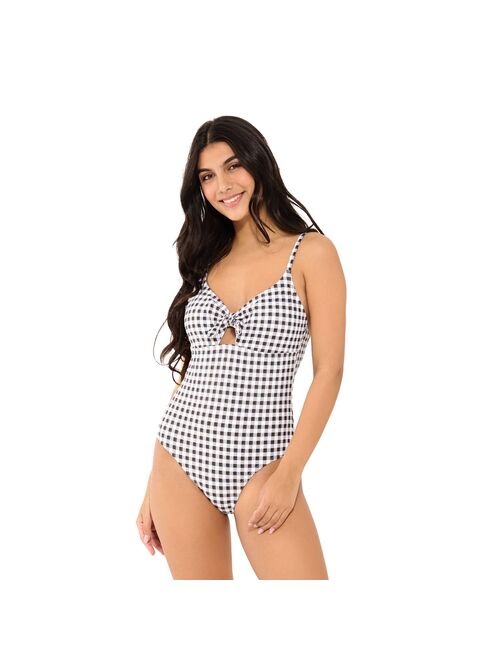 Women's Freshwater Checkered Bow-Front One-Piece Swimsuit