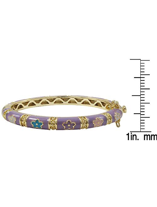 Buy Ivy and Max Gold Finish Lavender Enamel Multi Flowers Girls Bangle ...