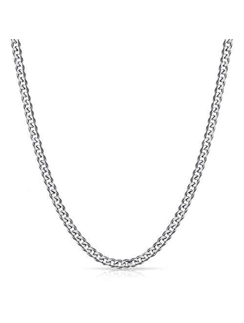 Eyreindy 5mm Silver Colored Chain for Men, Diamond Cut Cuban Chain Necklace for Men Women, Miami Stainless Steel Mens Chain 18, 20, 22, 24, 26 Inch