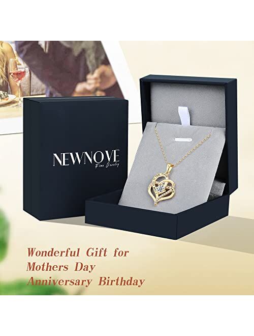 NEWNOVE Mothers Day Gifts for Mom, Double Heart Necklaces for Women, 925 Sterling Silver I Love You Necklace, Romantic Gift from Daughter Son,Mother's Day Valentine's Day