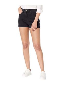 High-Rise Denim Shorts in Lunar Wash: Raw-Hem Edition