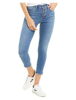 9" High-Rise Skinny Crop Button Front in Dewey Wash