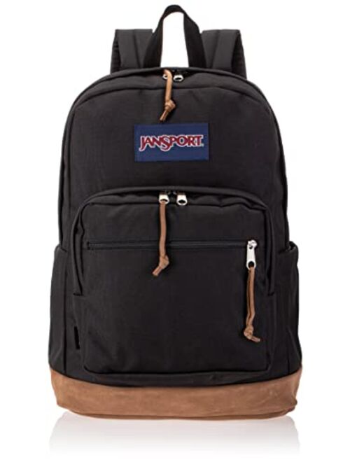 JanSport Right Pack Backpack - School, Travel, Work, or Laptop Bookbag with Suede Leather Bottom with Water Bottle Pocket, Coconut