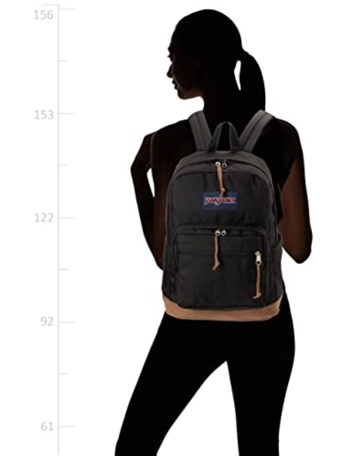 JanSport Right Pack Backpack - School, Travel, Work, or Laptop Bookbag with Suede Leather Bottom with Water Bottle Pocket, Coconut