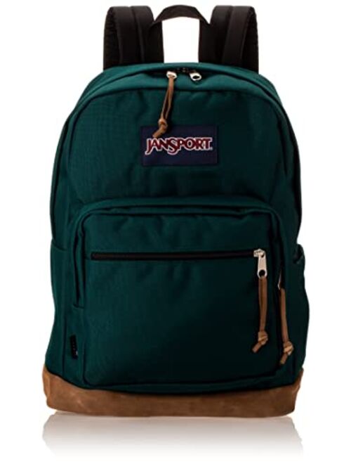 JanSport Right Pack Backpack - School, Travel, Work, or Laptop Bookbag with Suede Leather Bottom with Water Bottle Pocket, Coconut