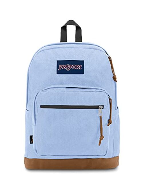 JanSport Right Pack Backpack - School, Travel, Work, or Laptop Bookbag with Suede Leather Bottom with Water Bottle Pocket, Coconut