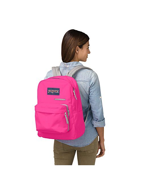 JanSport Digibreak Backpack - Fluorescent Pink / 16.7"H x 13"W x 8.5"D