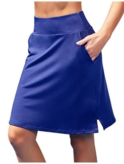 Coorun Women's 20" Knee Length Tennis Skorts Skirts SPF Elastic Athletic Skorts with Shorts Golf Skirt with Pocket Casual Skorts