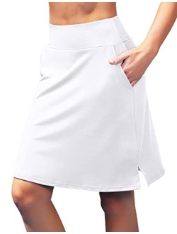 Coorun Women's 20" Knee Length Tennis Skorts Skirts SPF Elastic Athletic Skorts with Shorts Golf Skirt with Pocket Casual Skorts