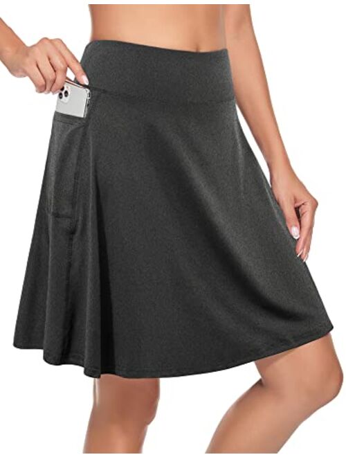 KORALHY Women's 20" Knee Length Skorts Skirts Tennis Athletic Golf Causal Skort with 4 Pockets