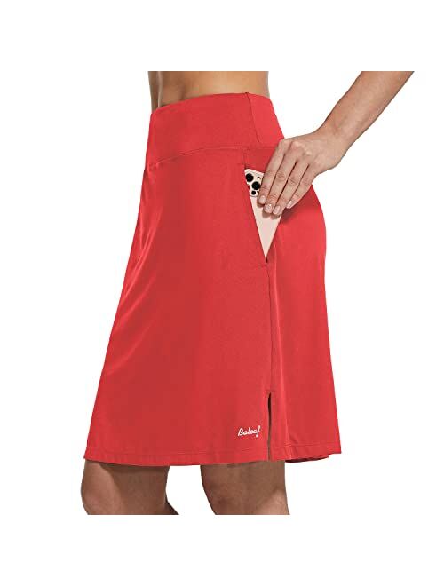 BALEAF Women's 20" Knee Length Skorts Skirts Athletic Modest Long Golf Casual Skirt Zipper Pocket UV Protection